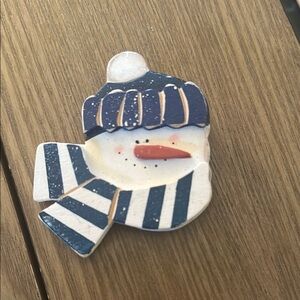 Snowman Brooch with Blue Hat and Scarf